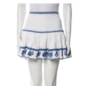 Isabel Marant White Skirt with Blue Floral Trim